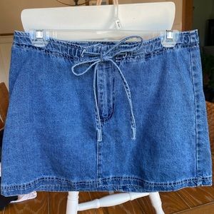 Vintage tie jean skirt